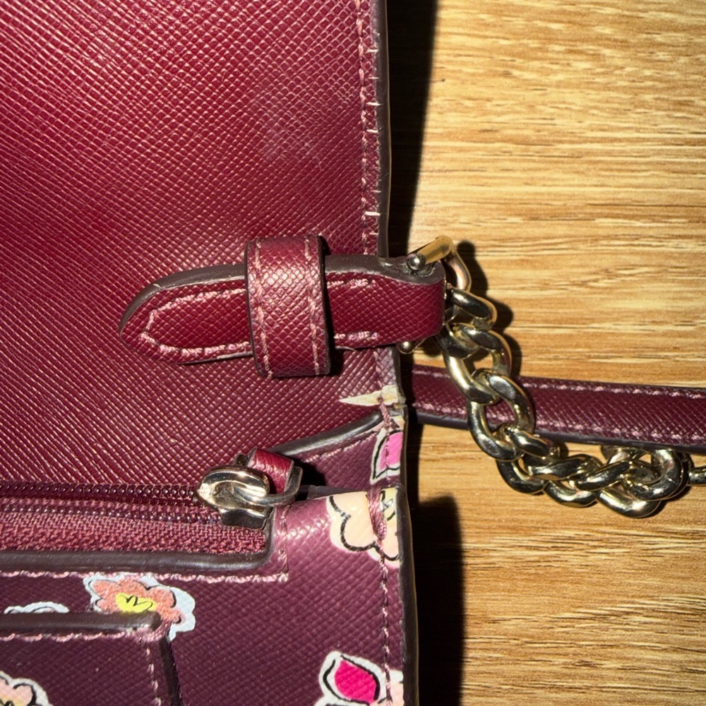 Kate Spade Tinsel Frosted Deep Berry Floral Flap Crossbody Clutch bag - Picture 12 of 16